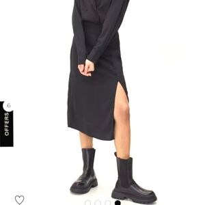 Nasty Gal NWT Black Midi Skirt with Slit Size 6